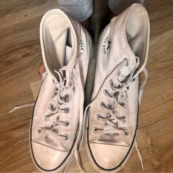 Converse Chuck Taylor High Platform Top Sneakers White Canvas Womens 8.5 Classic - Picture 8 of 15